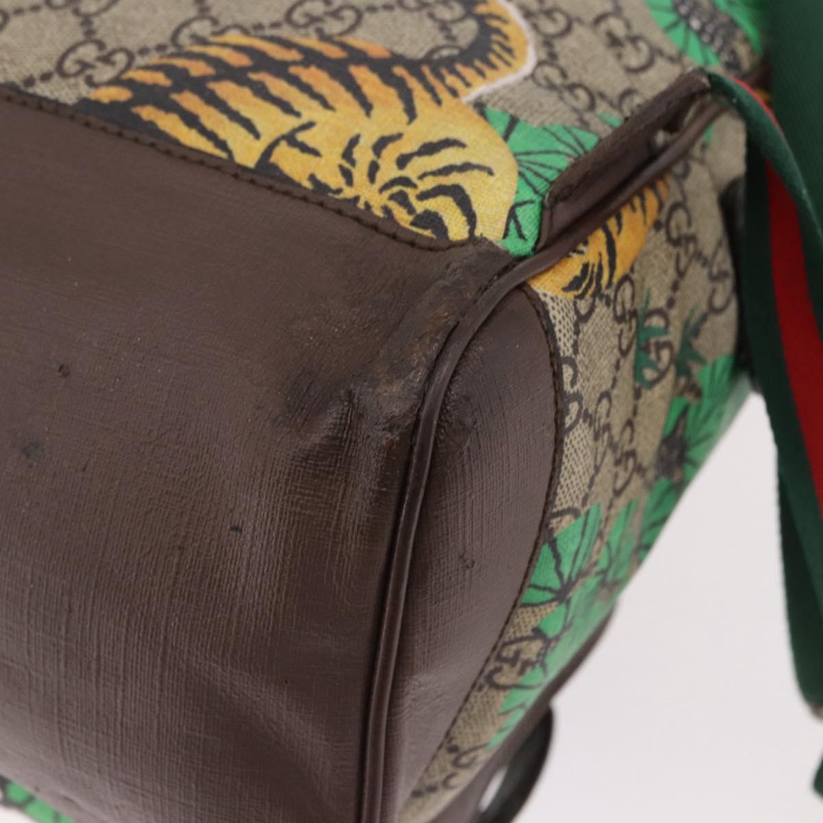 GUCCI GG Supreme Web Sherry Line Backpack PVC Bengal Beige 428027 Auth bs36164