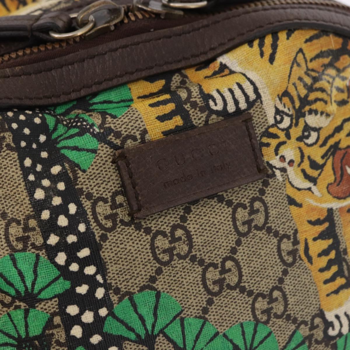 GUCCI GG Supreme Web Sherry Line Backpack PVC Bengal Beige 428027 Auth bs36164