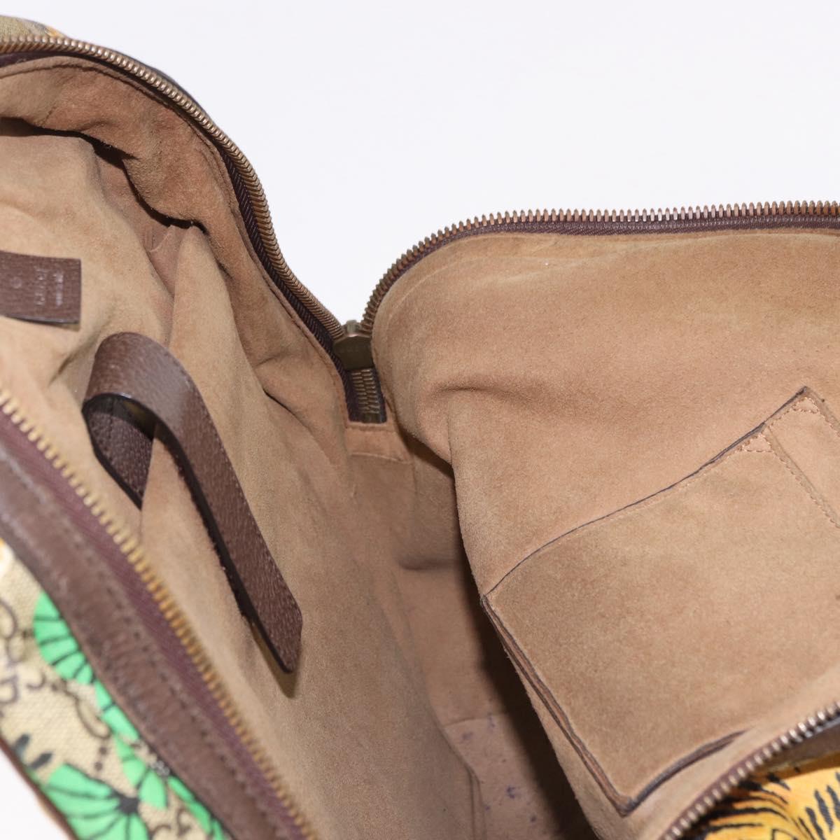 GUCCI GG Supreme Web Sherry Line Backpack PVC Bengal Beige 428027 Auth bs36164