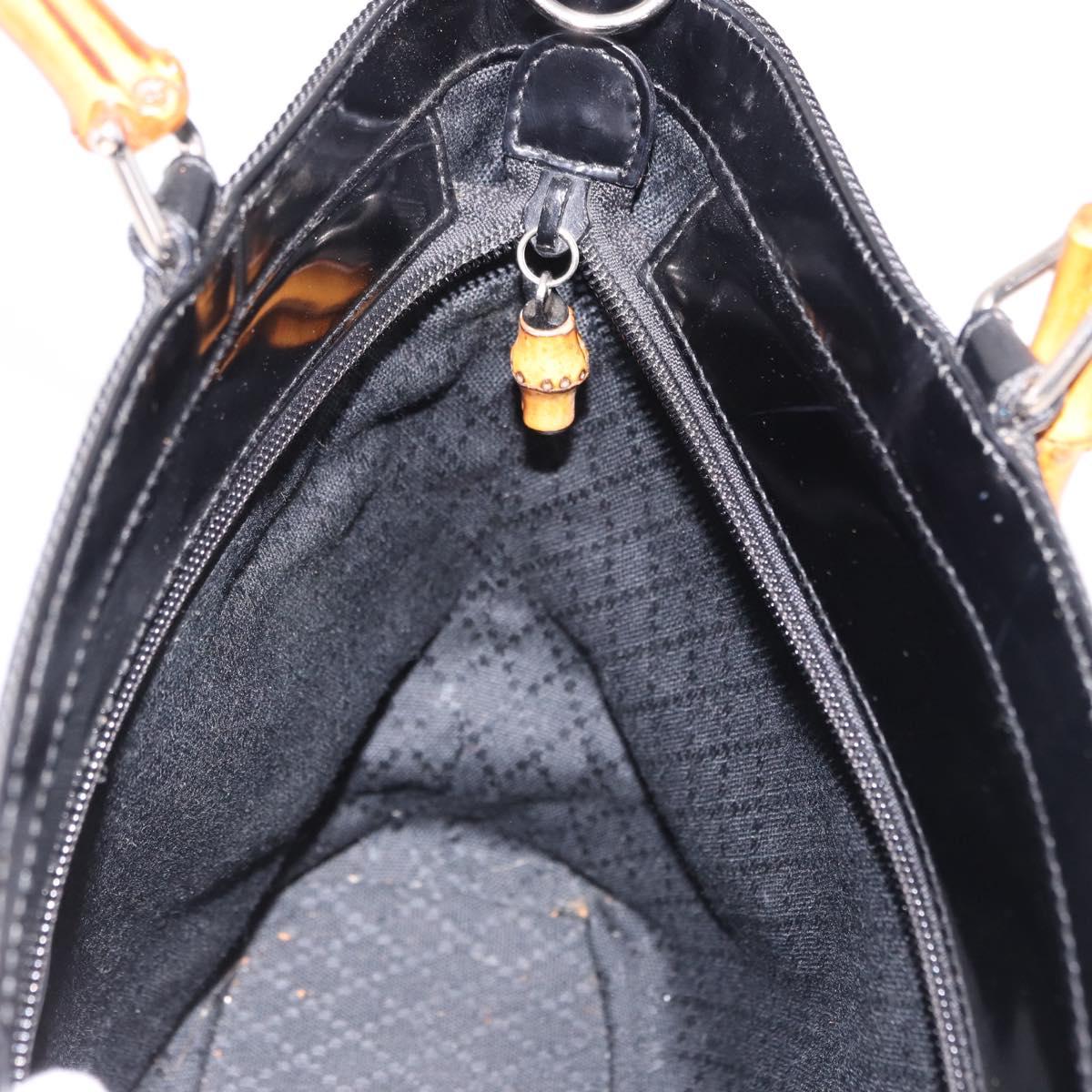 GUCCI Bamboo Hand Bag Canvas Black Silver 000 1998 0540 Auth bs36165