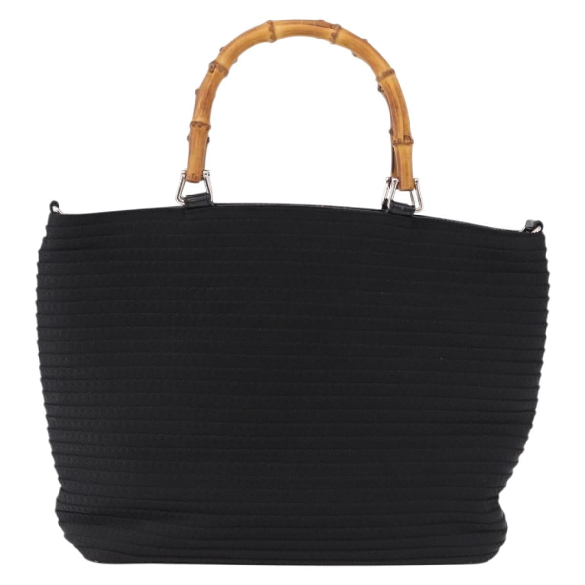 GUCCI Bamboo Hand Bag Canvas Black Silver 000 1998 0540 Auth bs36165