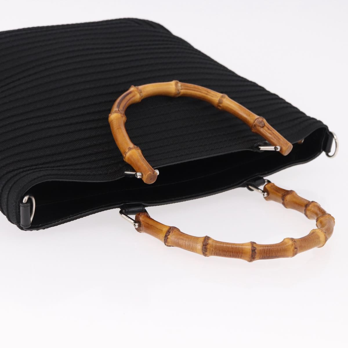 GUCCI Bamboo Hand Bag Canvas Black Silver 000 1998 0540 Auth bs36165