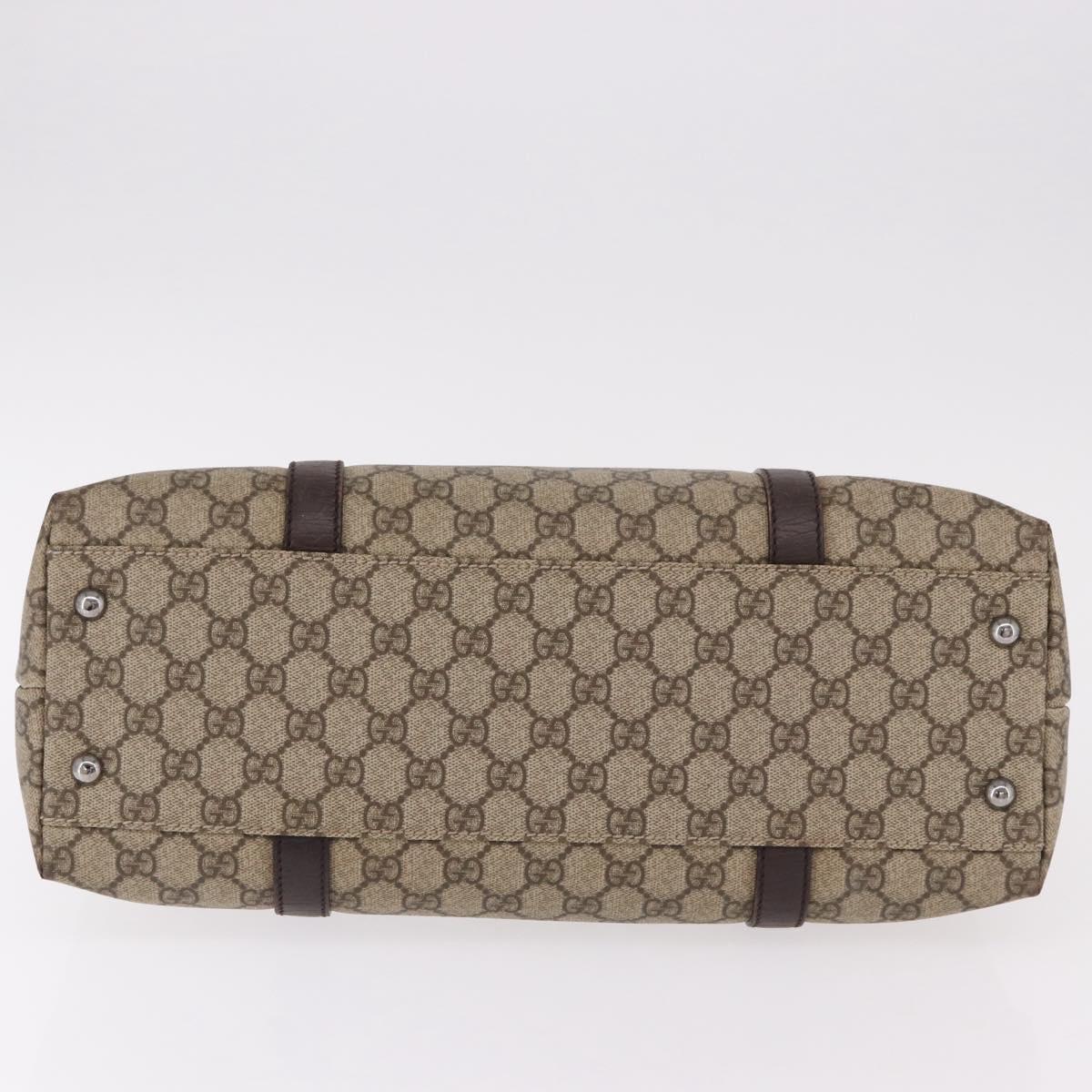 GUCCI GG Supreme Tote Bag PVC Beige Silver 114595 Auth bs36166