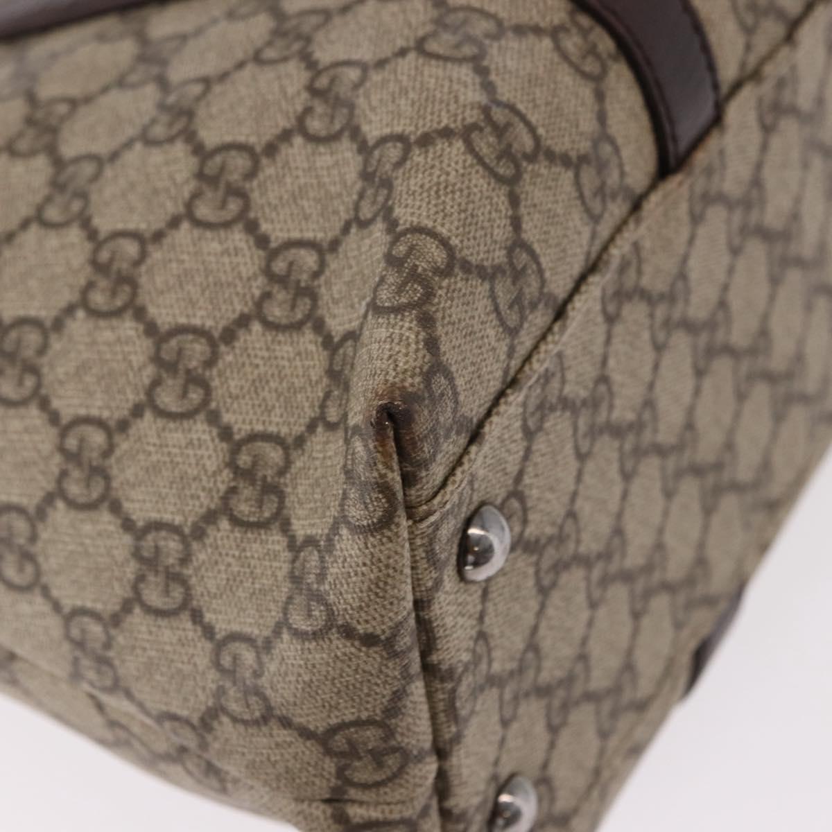 GUCCI GG Supreme Tote Bag PVC Beige Silver 114595 Auth bs36166