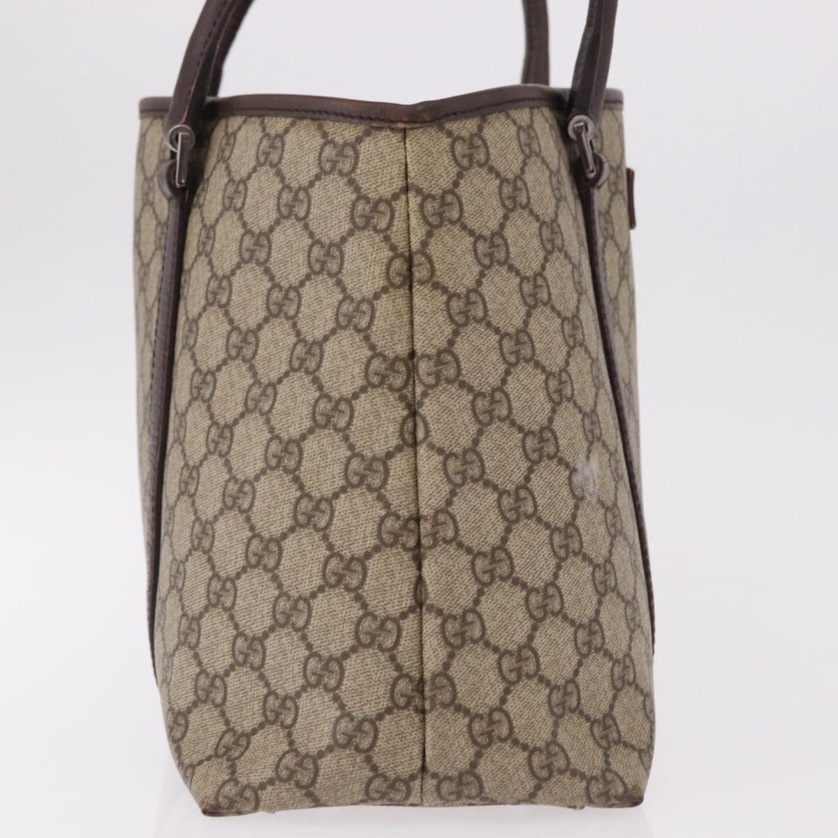 GUCCI GG Supreme Tote Bag PVC Beige Silver 114595 Auth bs36166