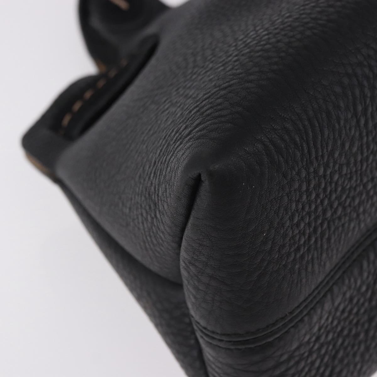 Salvatore Ferragamo Hand Bag Leather Black Gold Auth bs36167