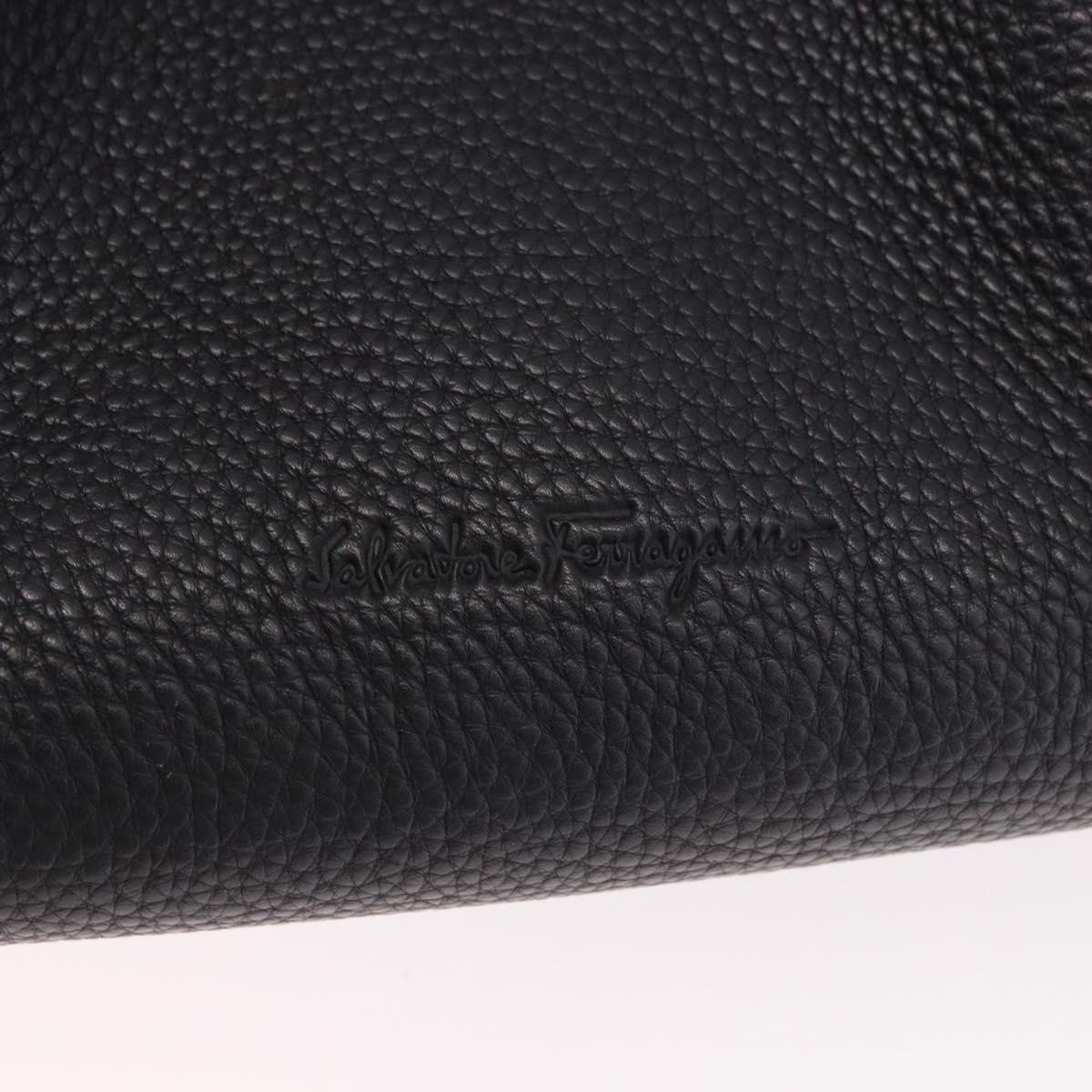 Salvatore Ferragamo Hand Bag Leather Black Gold Auth bs36167