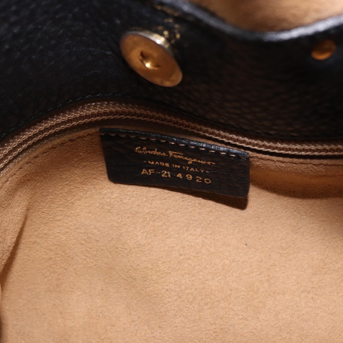 Salvatore Ferragamo Hand Bag Leather Black Gold Auth bs36167