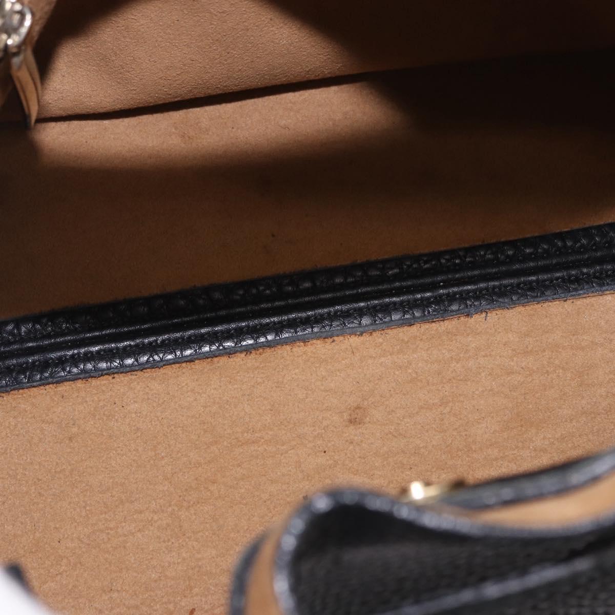 Salvatore Ferragamo Hand Bag Leather Black Gold Auth bs36167