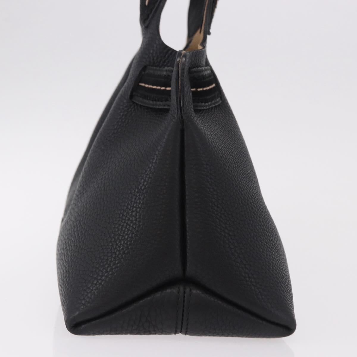 Salvatore Ferragamo Hand Bag Leather Black Gold Auth bs36167