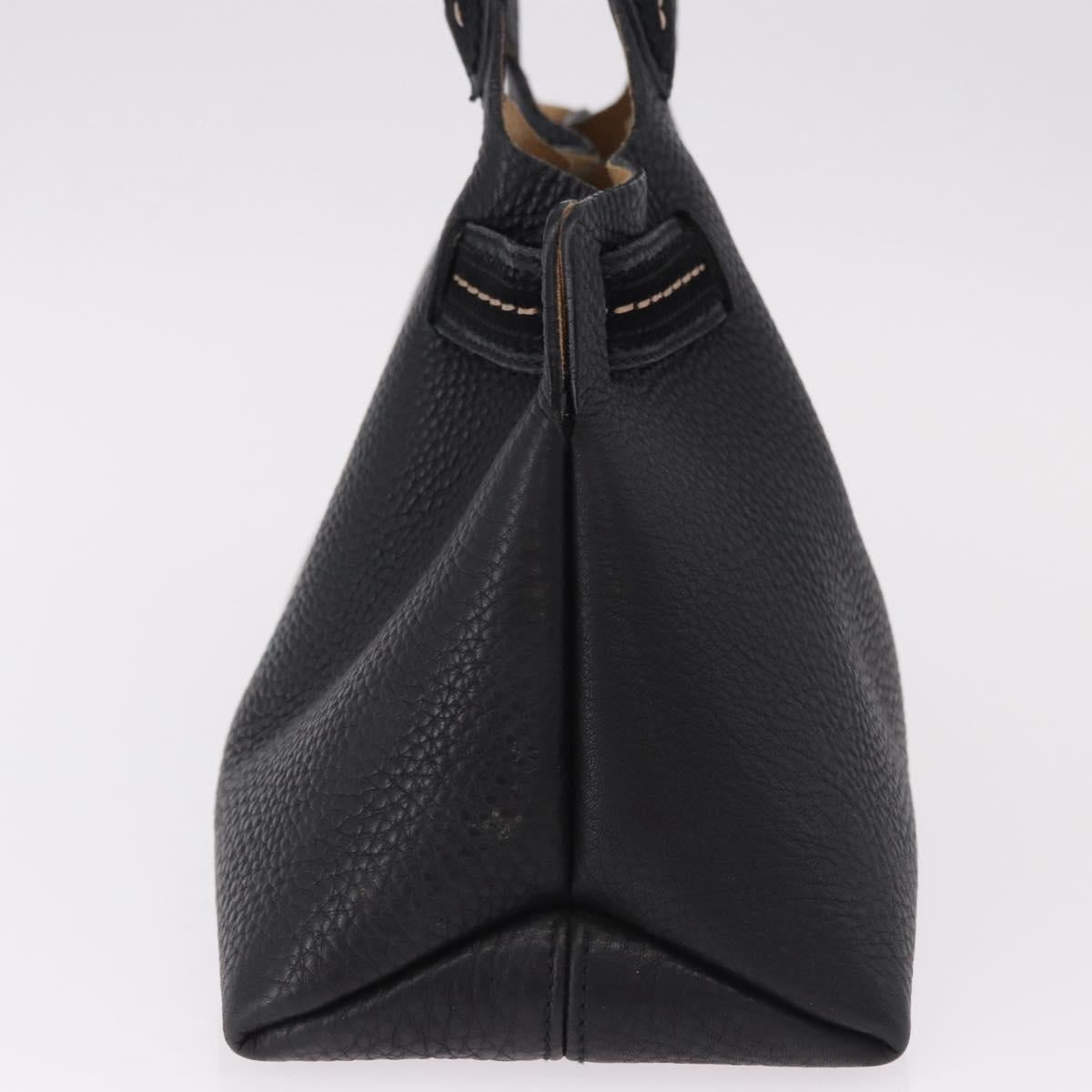 Salvatore Ferragamo Hand Bag Leather Black Gold Auth bs36167