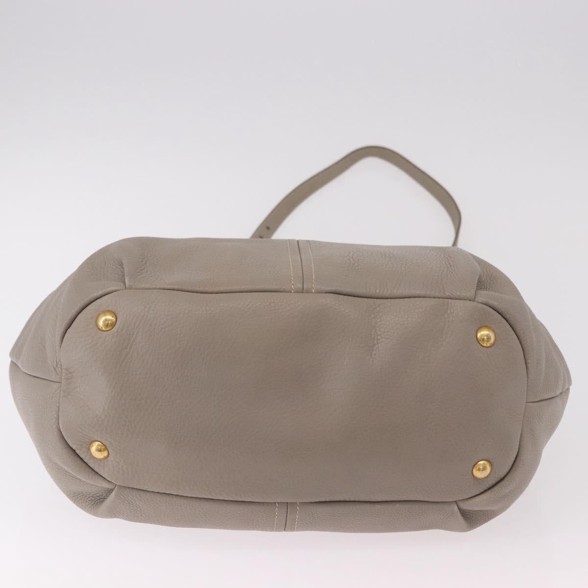 PRADA Hand Bag Leather 2way Gray Gold Auth bs36168
