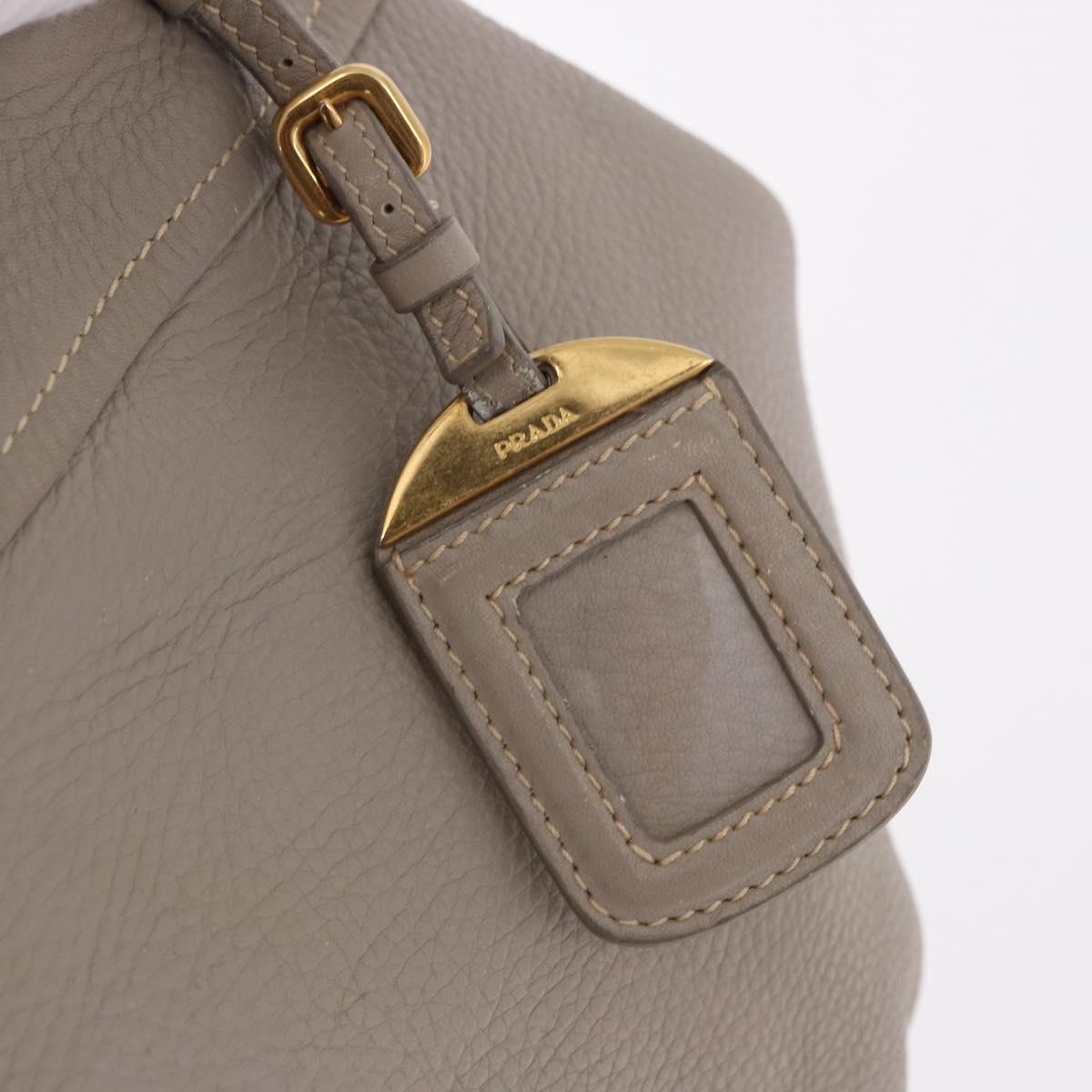 PRADA Hand Bag Leather 2way Gray Gold Auth bs36168