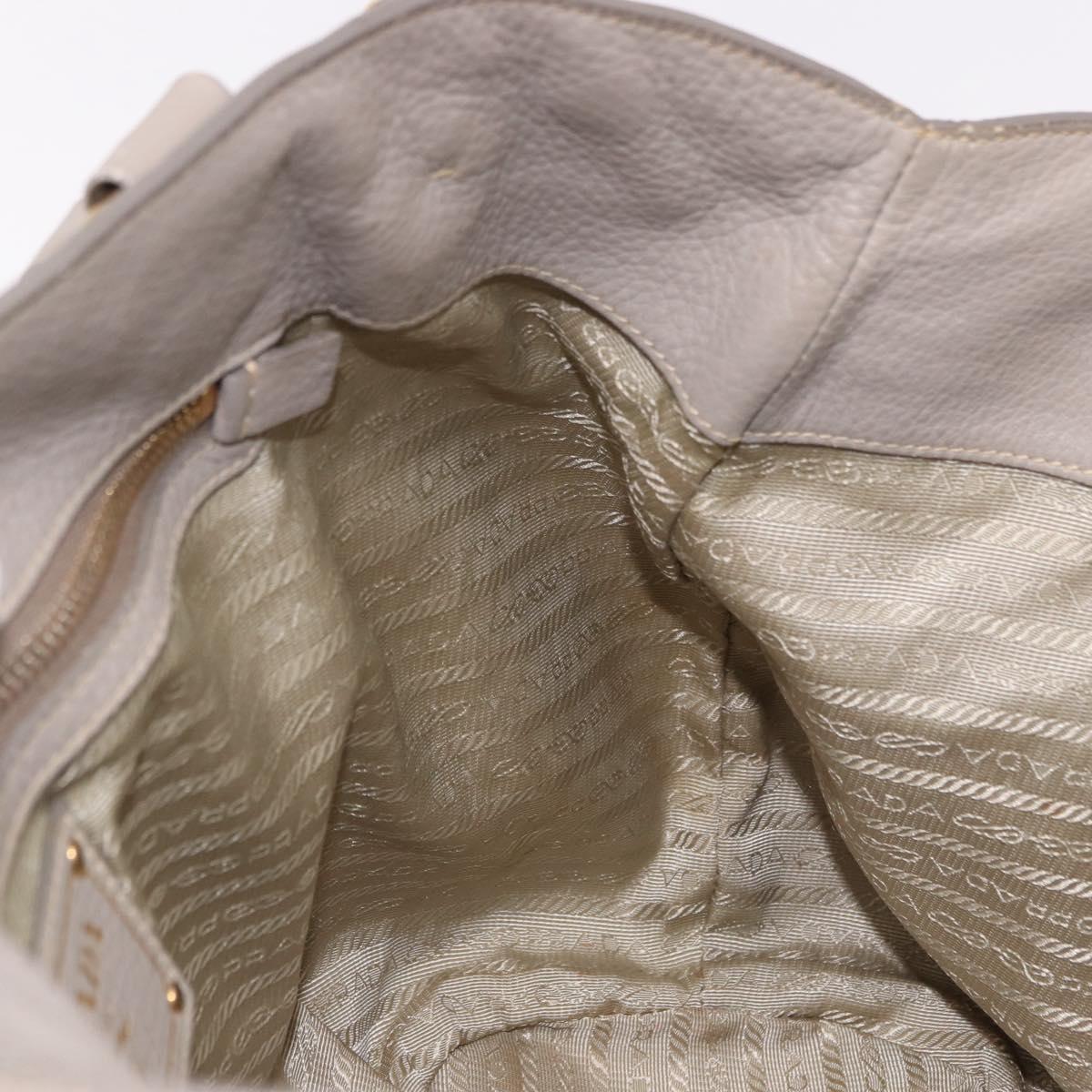 PRADA Hand Bag Leather 2way Gray Gold Auth bs36168