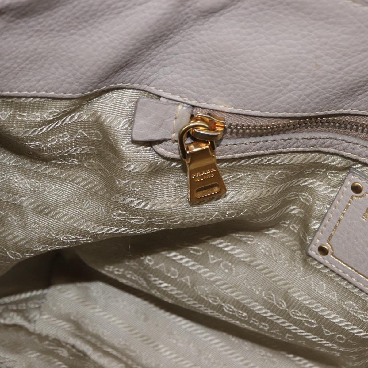 PRADA Hand Bag Leather 2way Gray Gold Auth bs36168