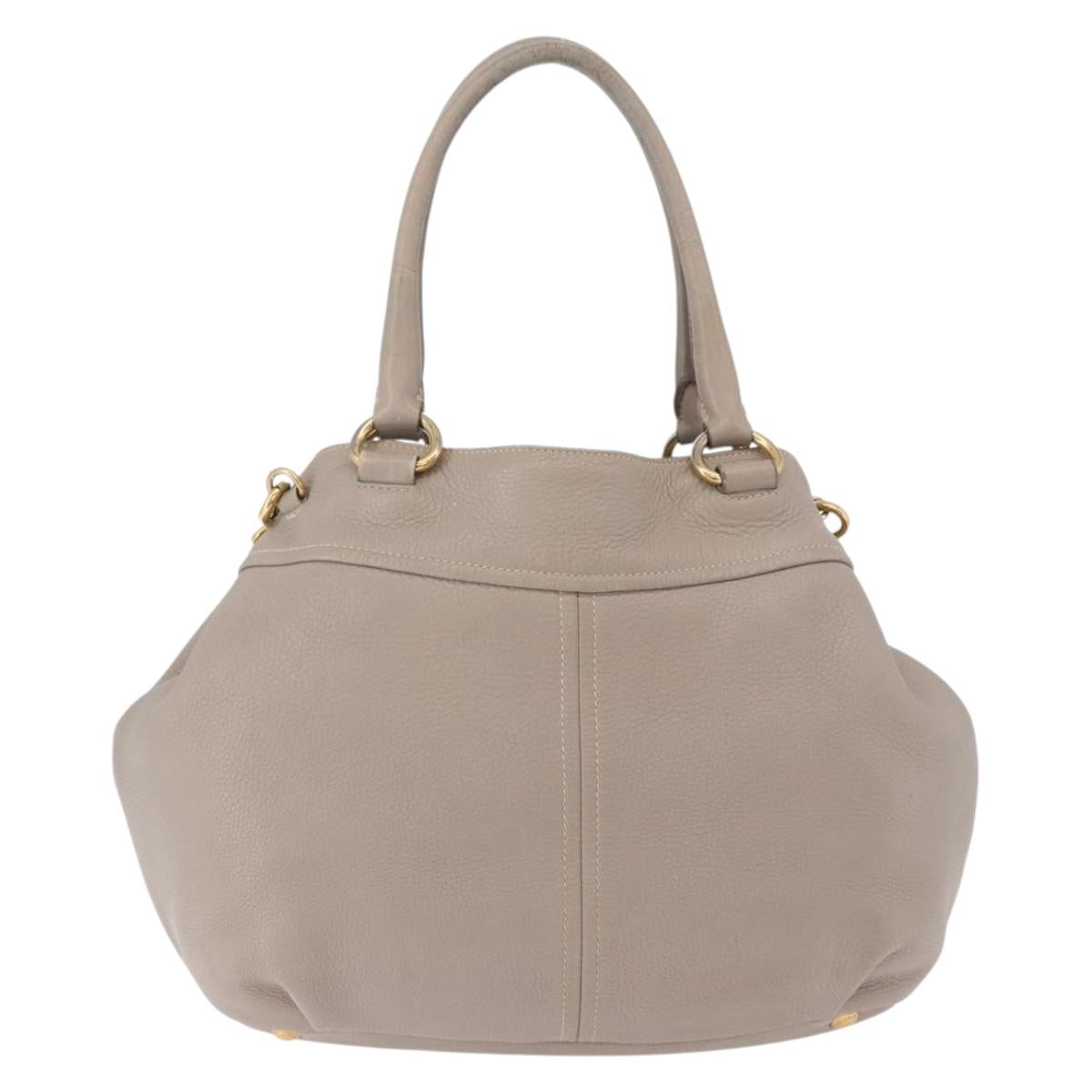 PRADA Hand Bag Leather 2way Gray Gold Auth bs36168