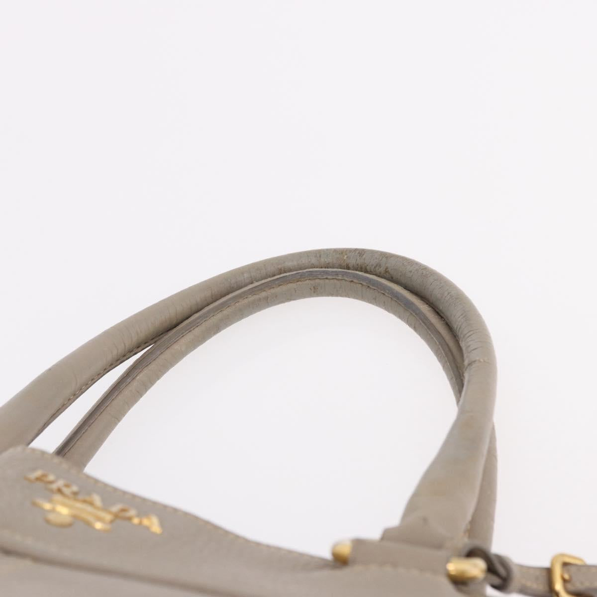 PRADA Hand Bag Leather 2way Gray Gold Auth bs36168