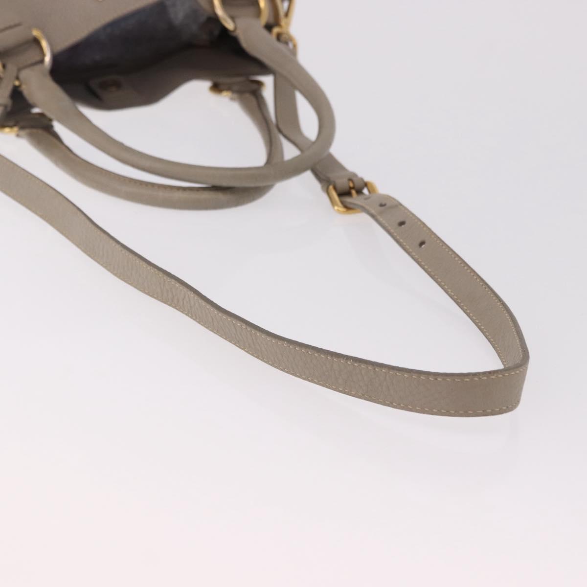 PRADA Hand Bag Leather 2way Gray Gold Auth bs36168