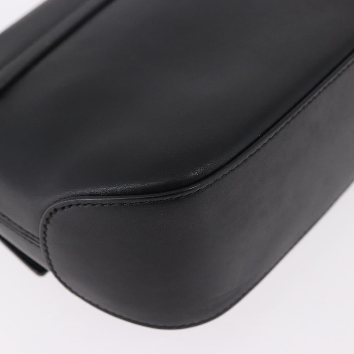 Salvatore Ferragamo Gancini Hand Bag Leather Black Gold Auth bs36169V