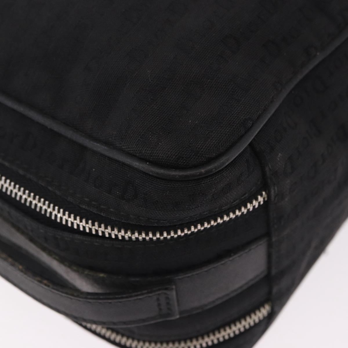 Christian Dior Clutch Bag Canvas Black Silver Auth bs36170