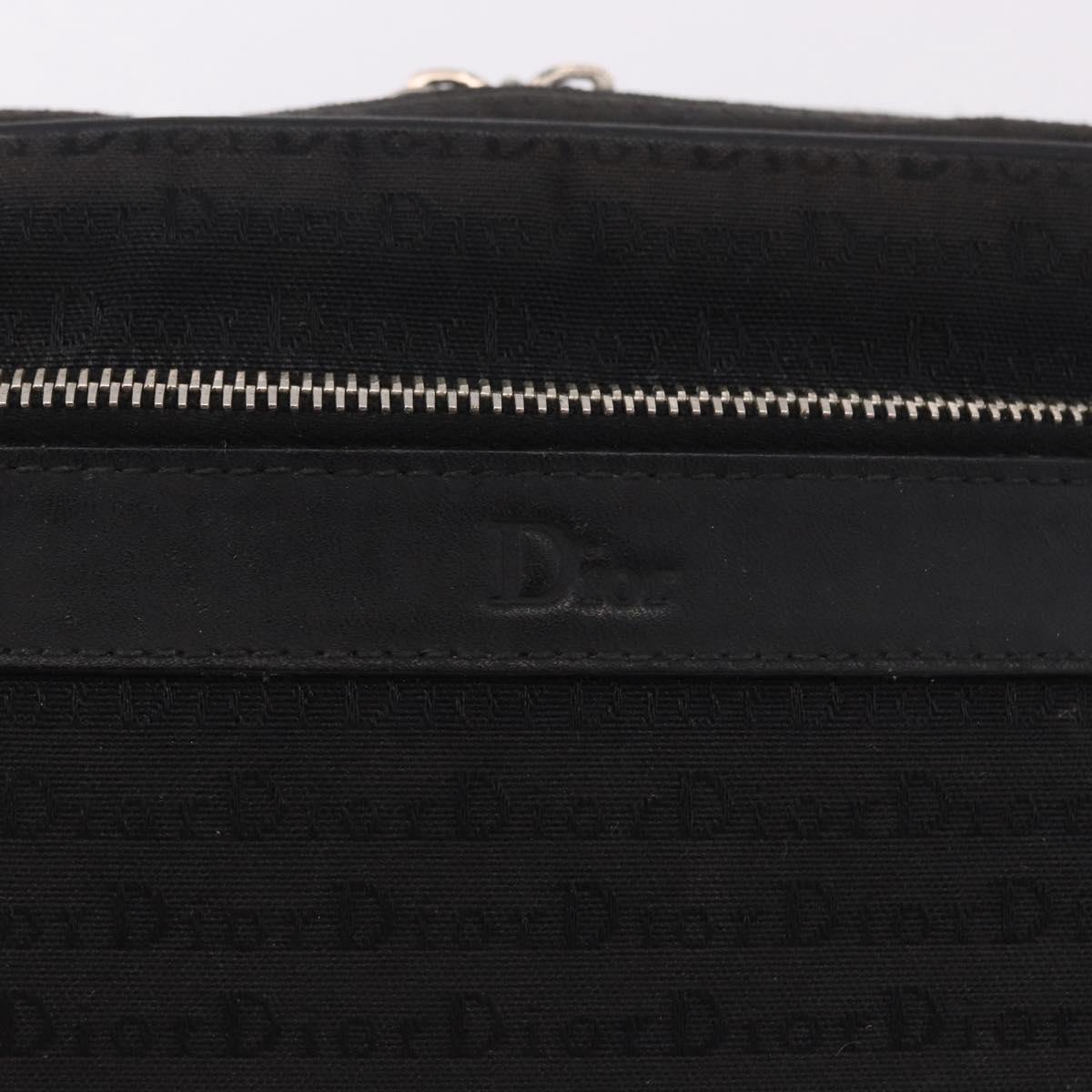 Christian Dior Clutch Bag Canvas Black Silver Auth bs36170