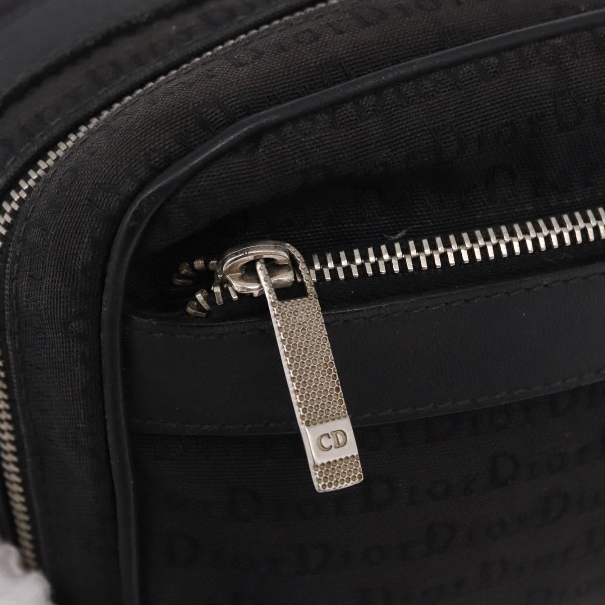 Christian Dior Clutch Bag Canvas Black Silver Auth bs36170