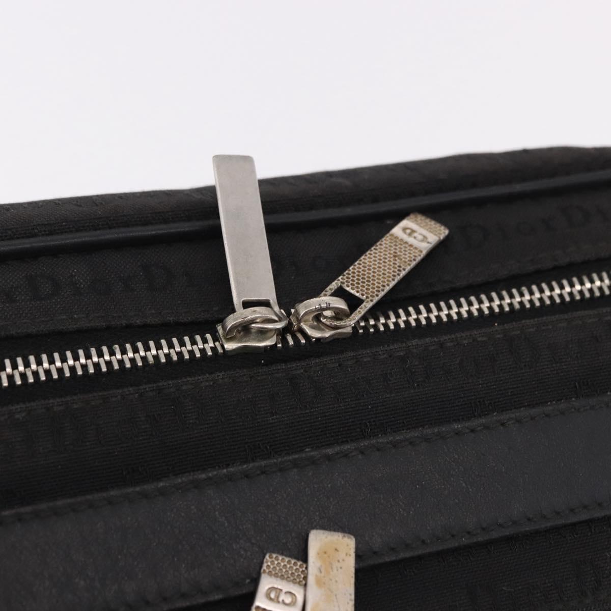 Christian Dior Clutch Bag Canvas Black Silver Auth bs36170