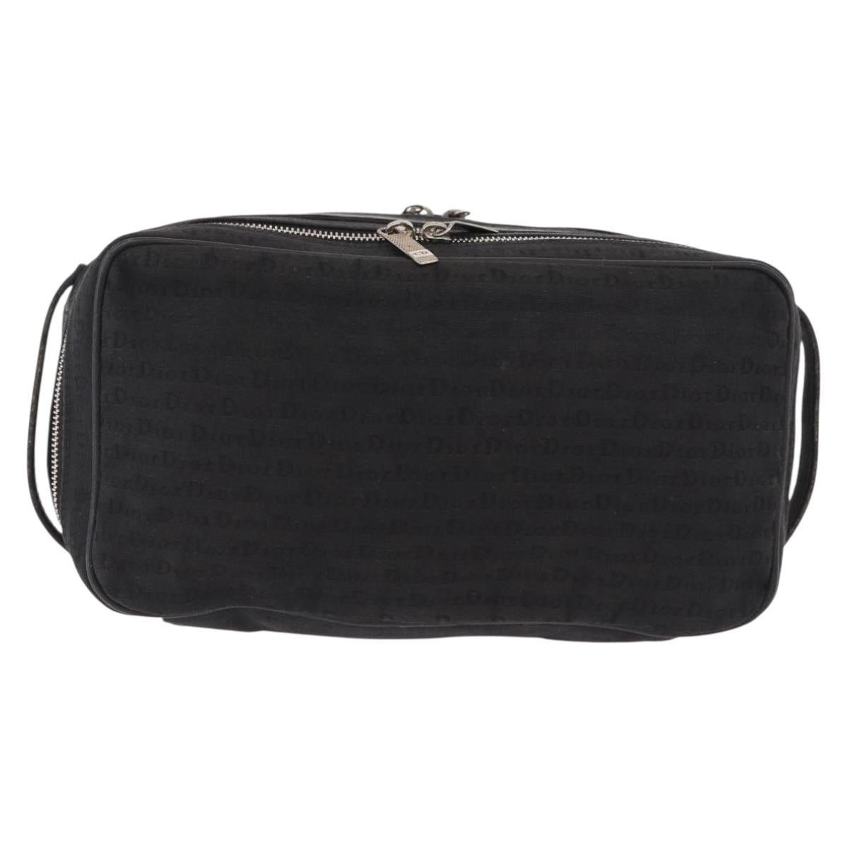 Christian Dior Clutch Bag Canvas Black Silver Auth bs36170