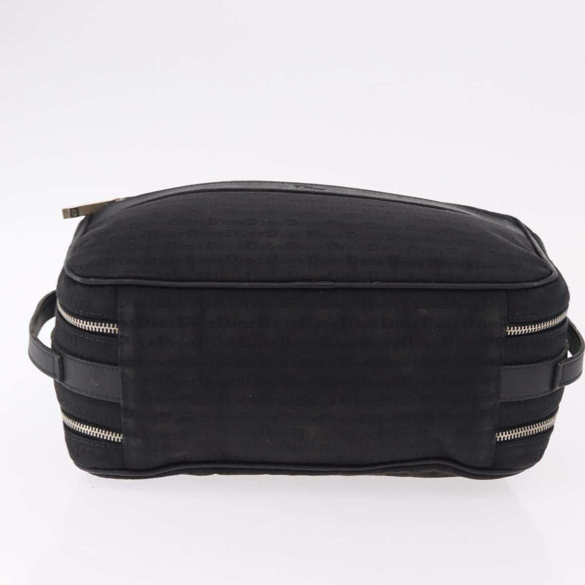 Christian Dior Clutch Bag Canvas Black Silver Auth bs36170