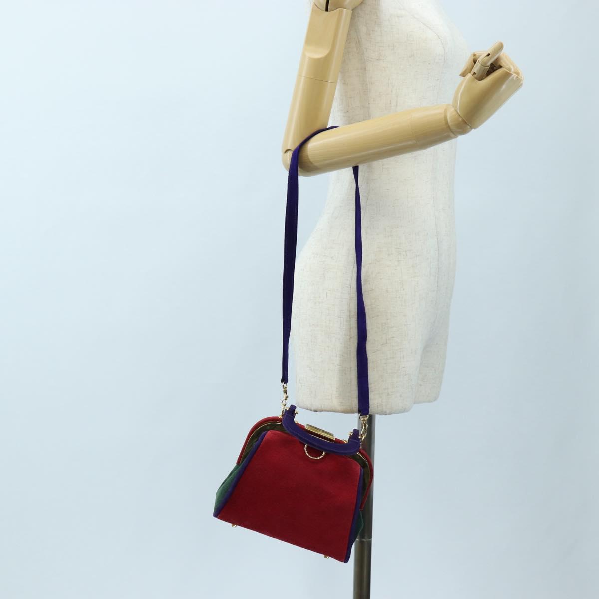 Christian Dior Hand Bag Suede 2way Red Gold Auth bs36171V