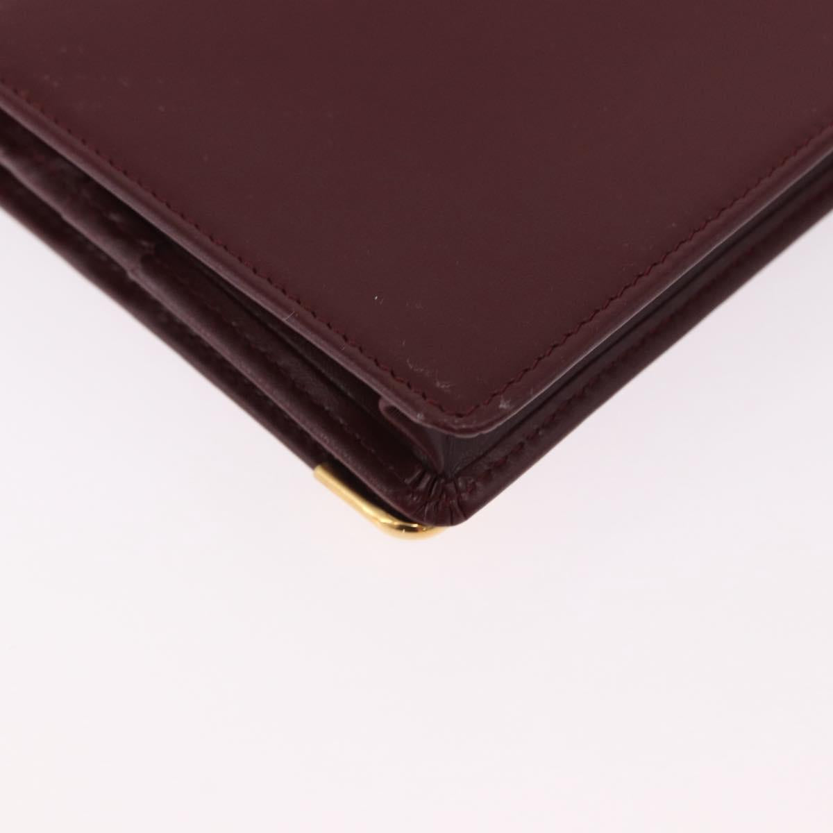 CARTIER Must Line Long Wallet Leather Bordeaux Gold Auth bs36176V