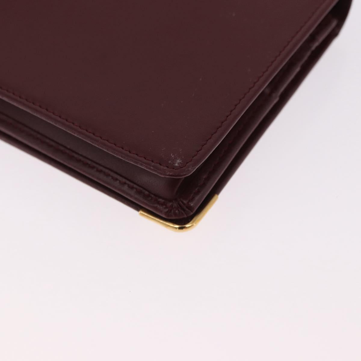CARTIER Must Line Long Wallet Leather Bordeaux Gold Auth bs36176V