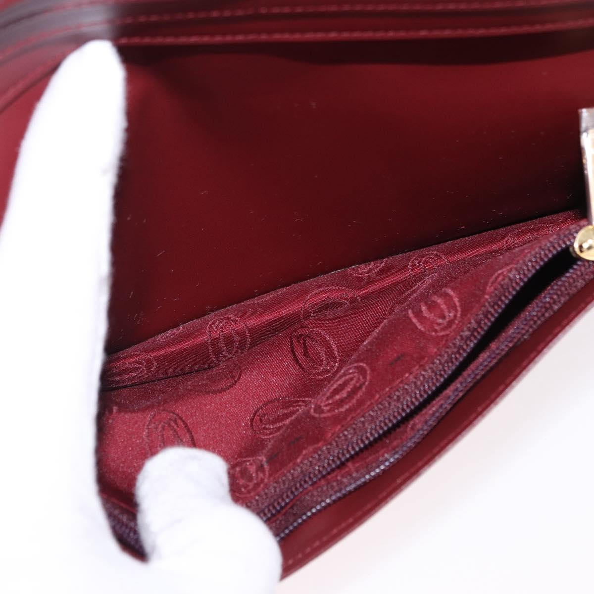 CARTIER Must Line Long Wallet Leather Bordeaux Gold Auth bs36176V