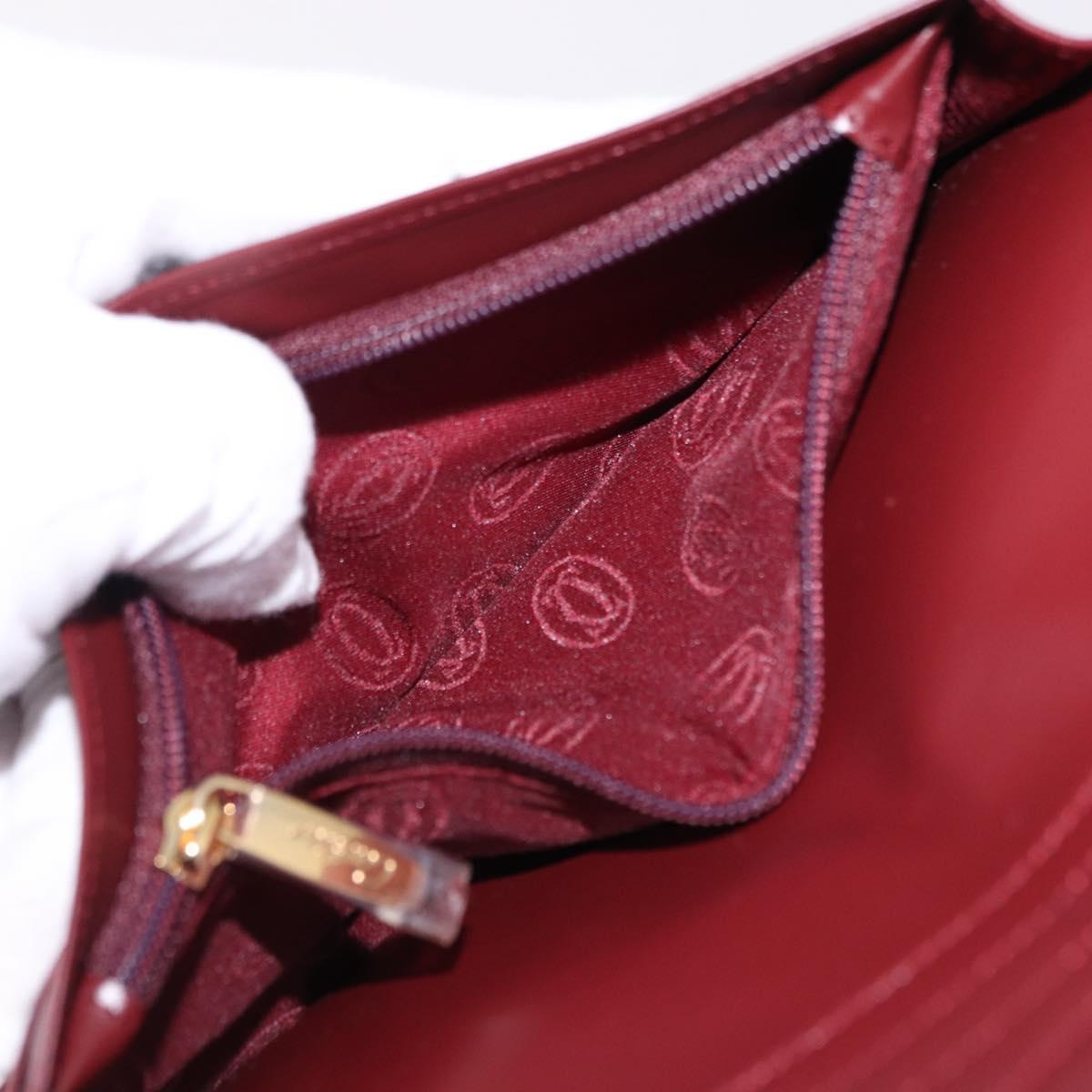 CARTIER Must Line Long Wallet Leather Bordeaux Gold Auth bs36176V