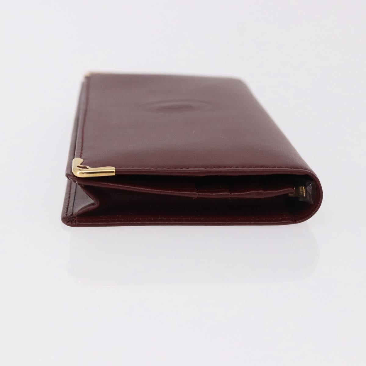 CARTIER Must Line Long Wallet Leather Bordeaux Gold Auth bs36176V