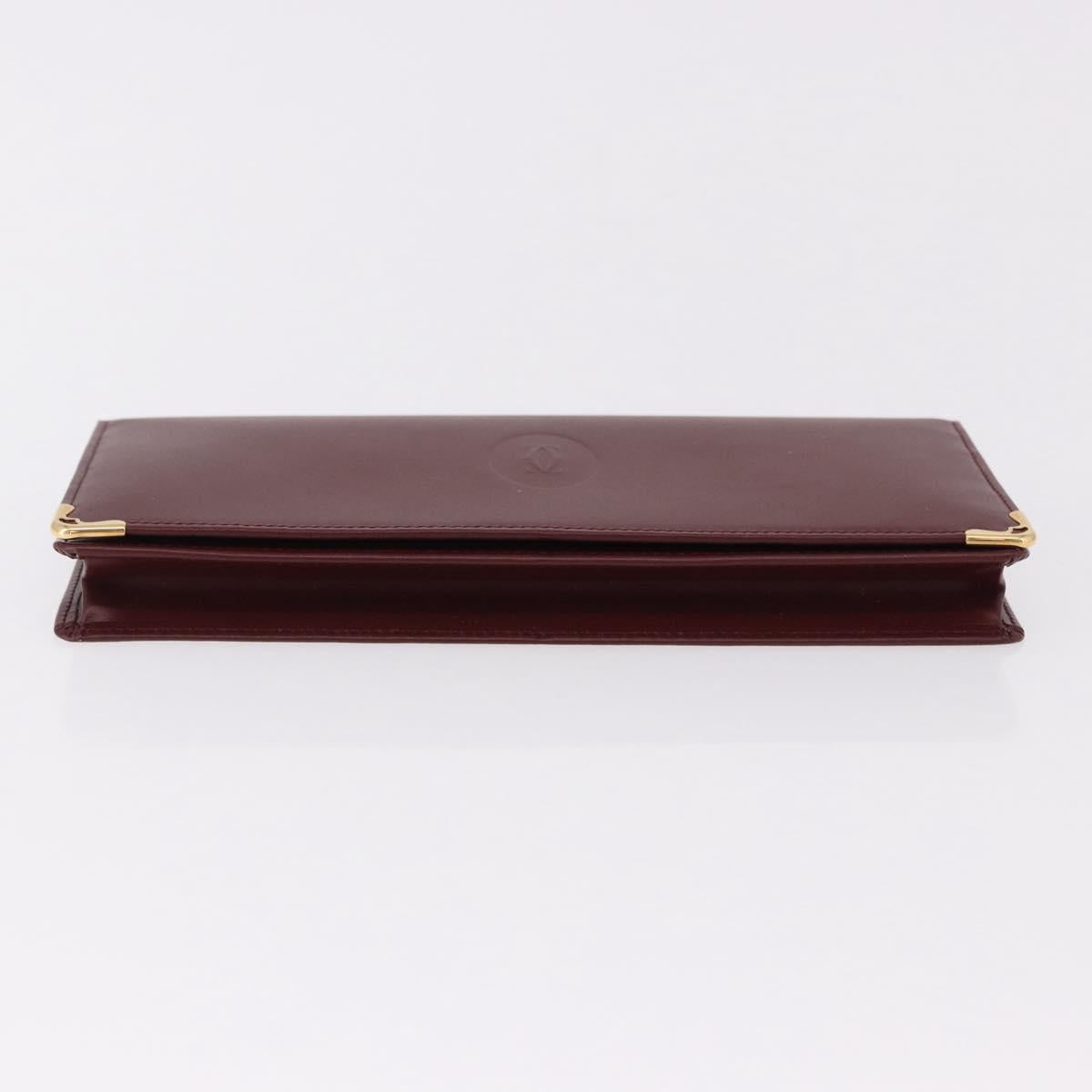 CARTIER Must Line Long Wallet Leather Bordeaux Gold Auth bs36176V