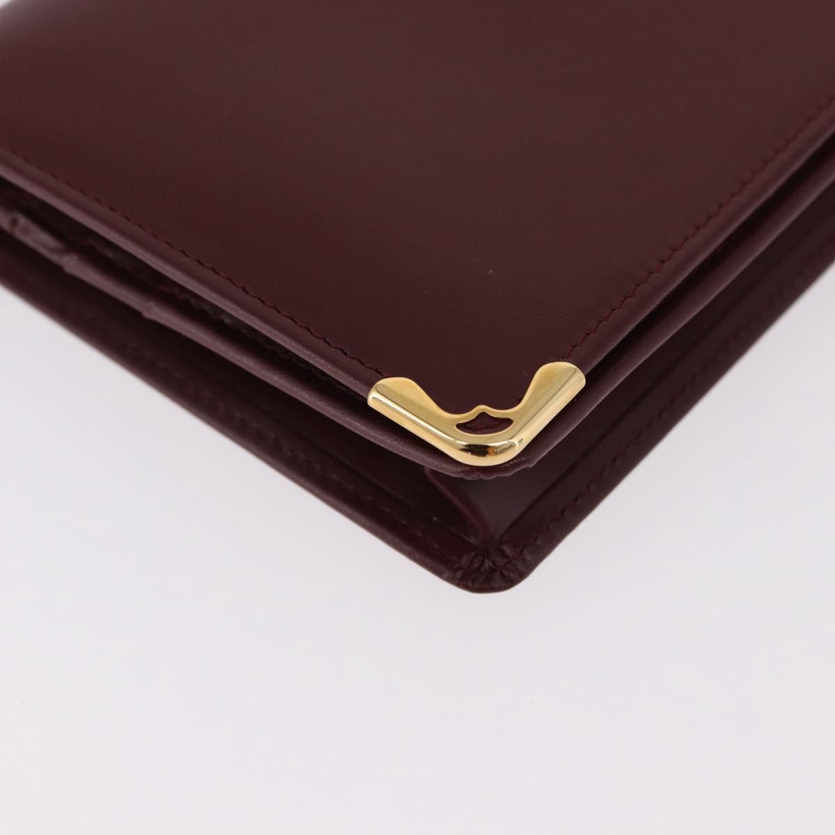 CARTIER Must Line Long Wallet Leather Bordeaux Gold Auth bs36176V