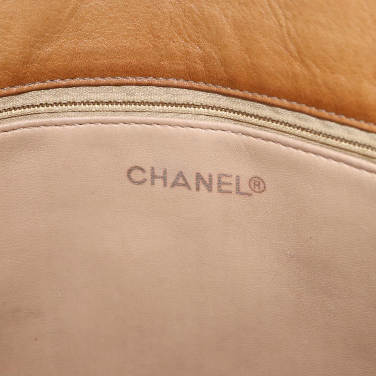 CHANEL Matelasse Chain Shoulder Bag Lamb Skin Beige Gold CC Auth bs36177