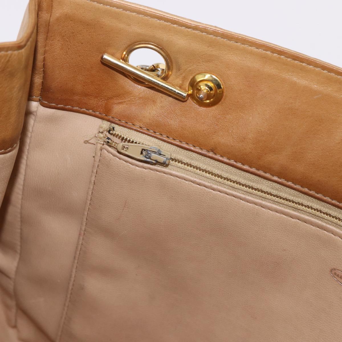 CHANEL Matelasse Chain Shoulder Bag Lamb Skin Beige Gold CC Auth bs36177