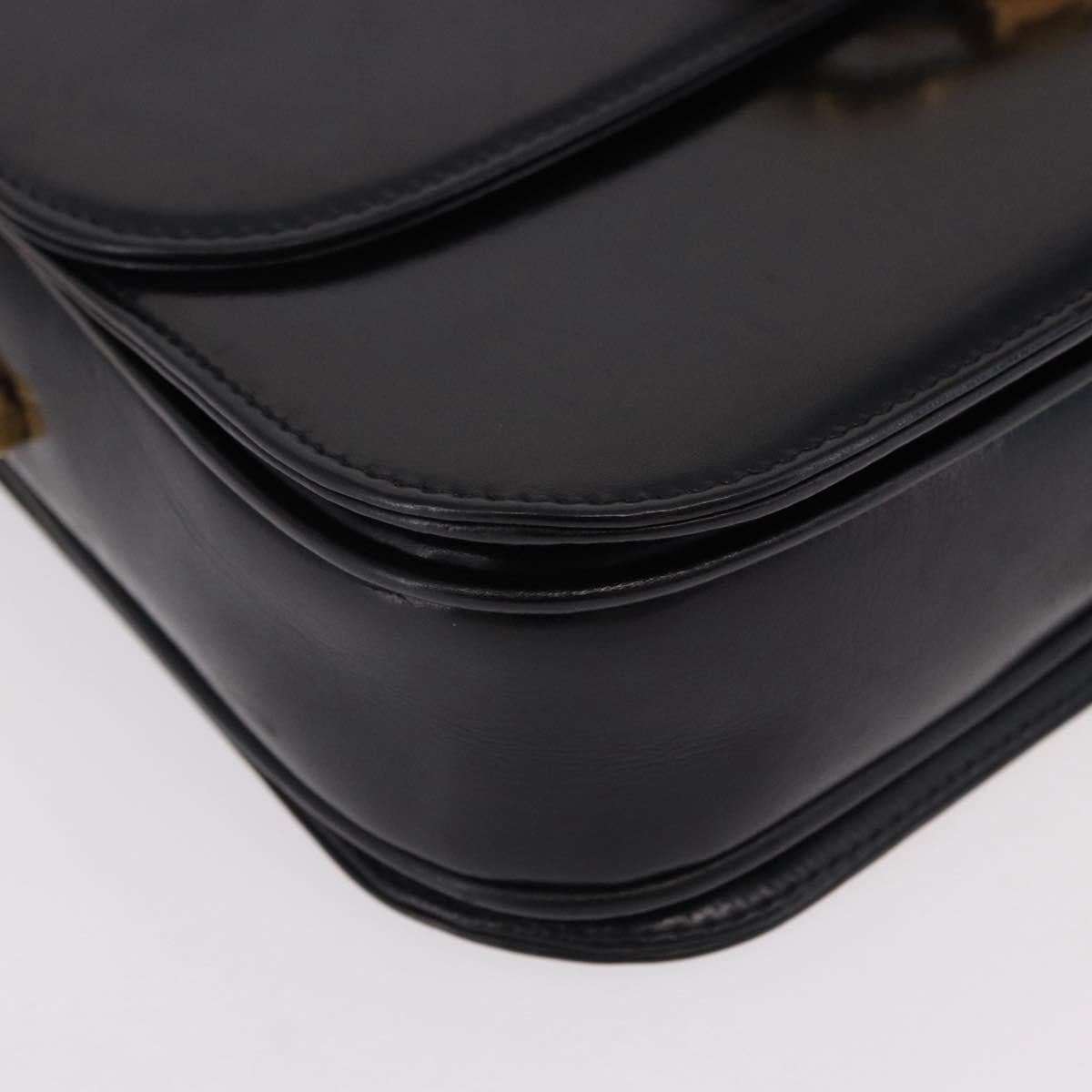 CELINE Shoulder Bag Leather Black Gold Auth bs36178A
