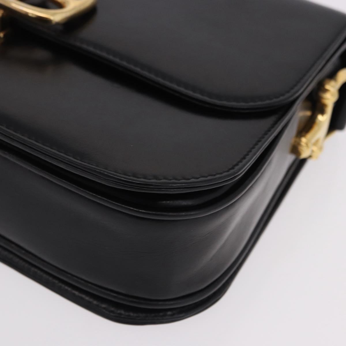 CELINE Shoulder Bag Leather Black Gold Auth bs36178A