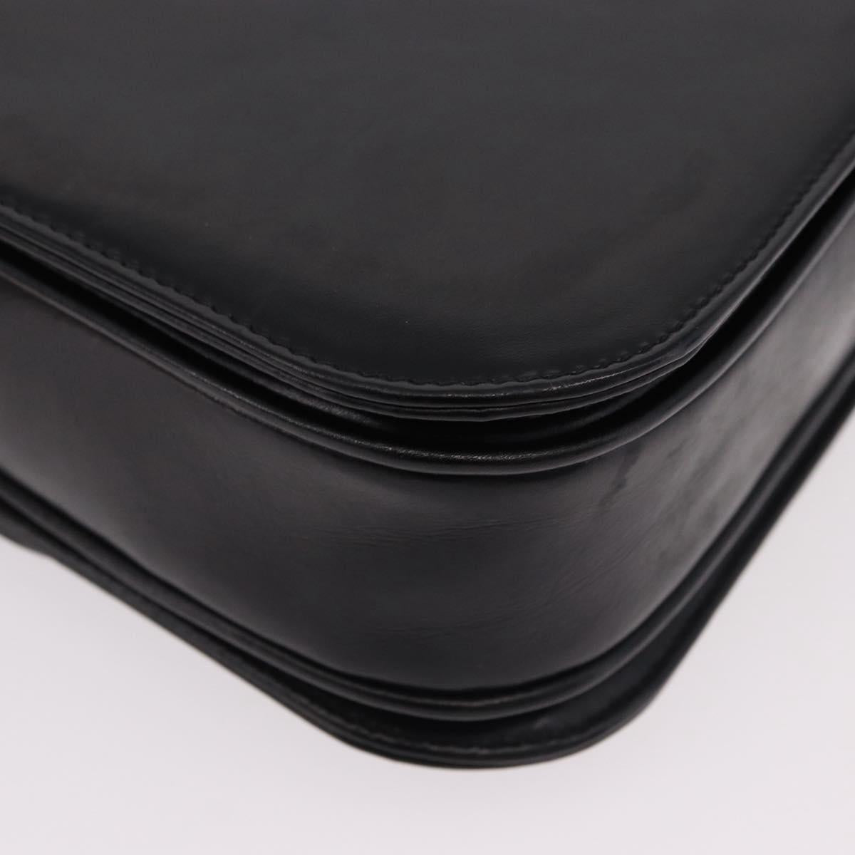 CELINE Shoulder Bag Leather Black Gold Auth bs36178A