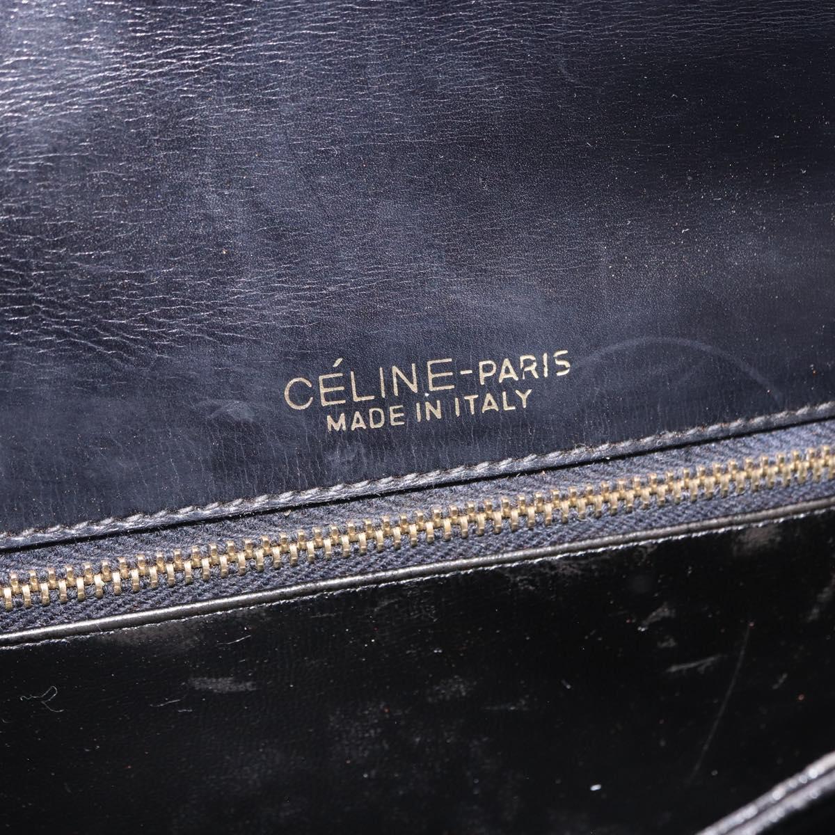 CELINE Shoulder Bag Leather Black Gold Auth bs36178A