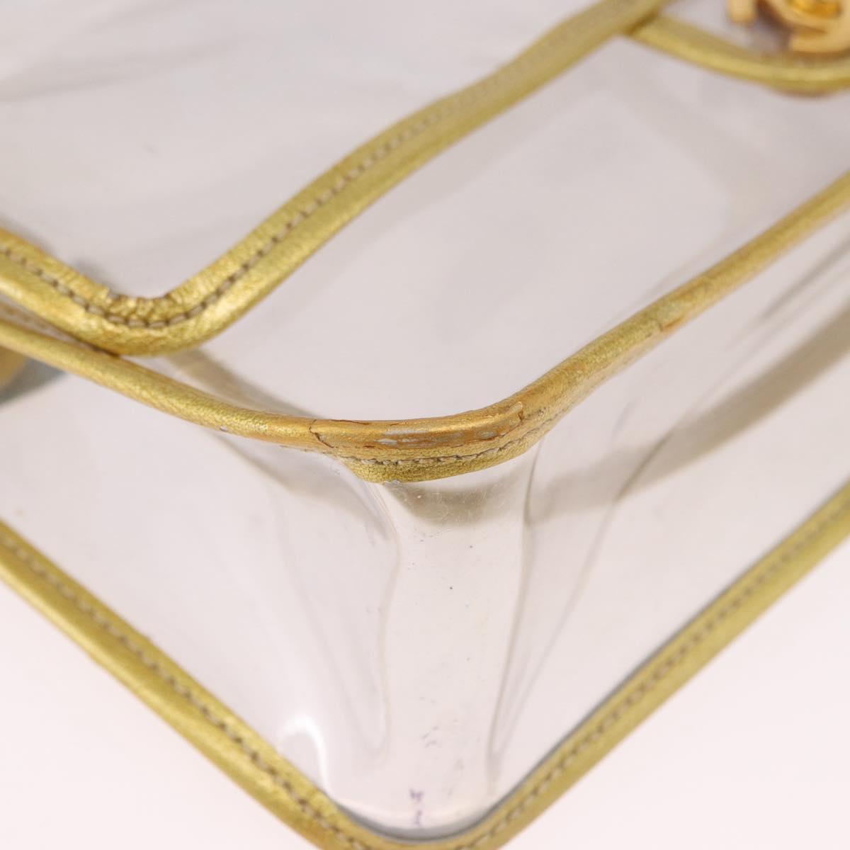 CHANEL Chain Shoulder Bag Vinyl Clear Gold CC Auth bs36180A