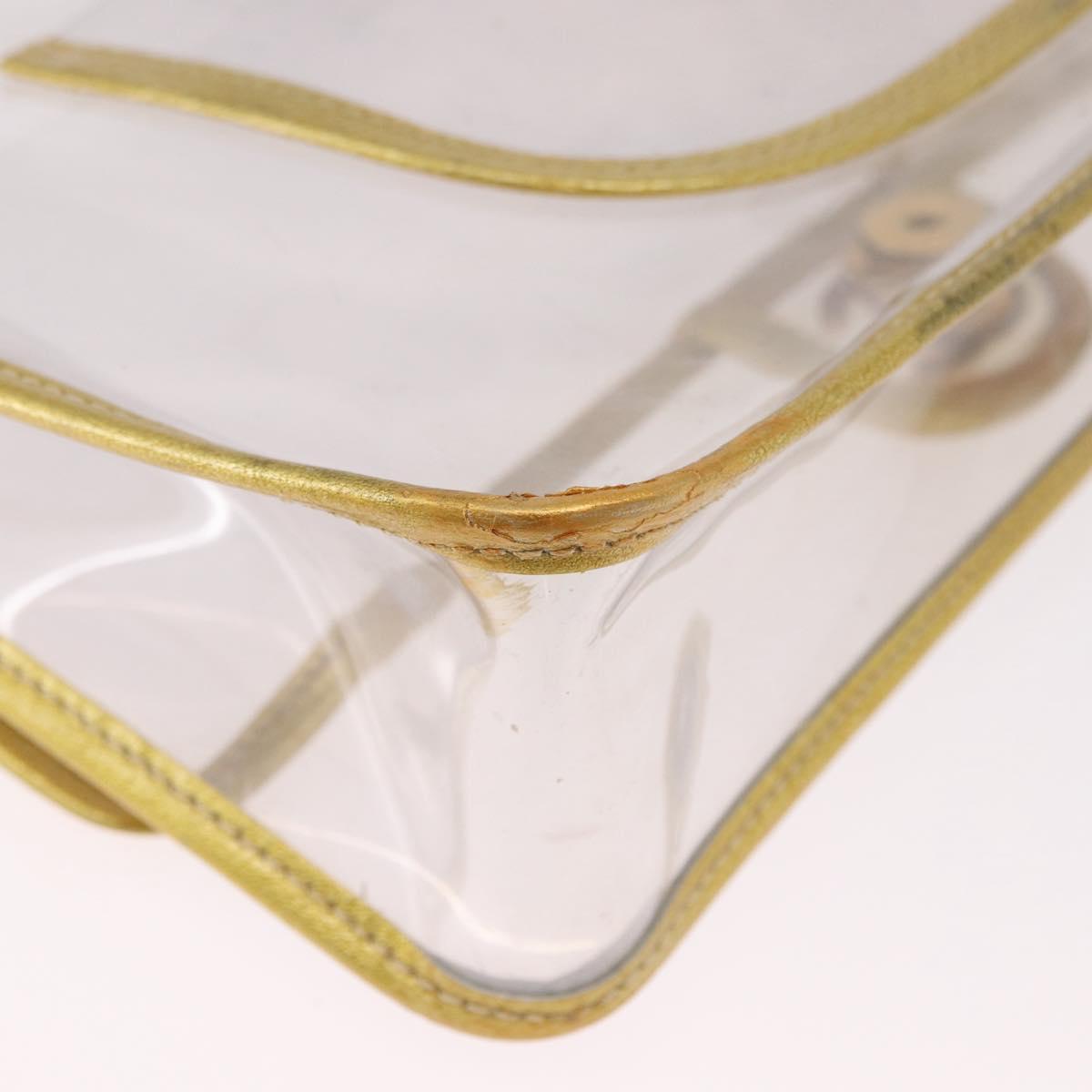 CHANEL Chain Shoulder Bag Vinyl Clear Gold CC Auth bs36180A