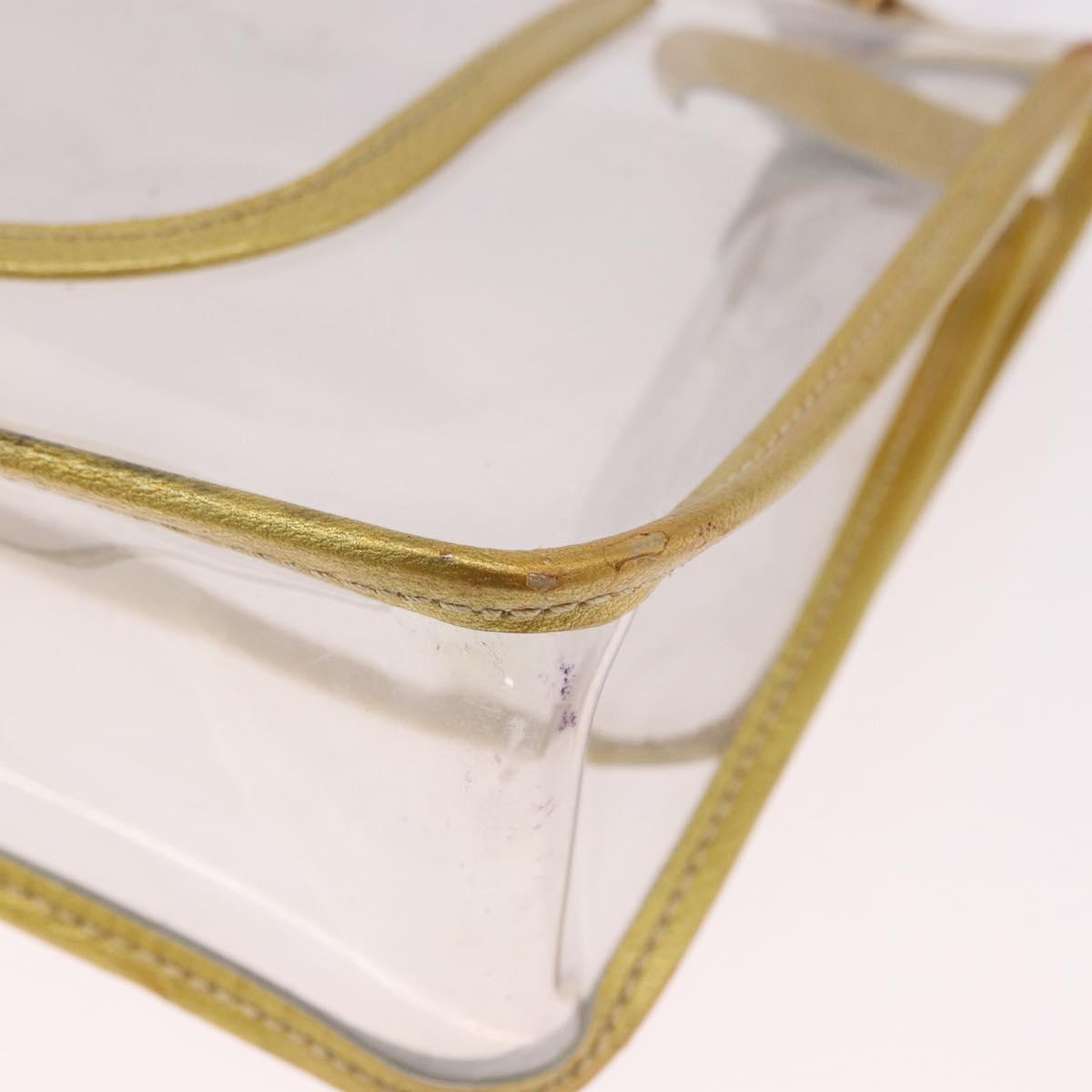 CHANEL Chain Shoulder Bag Vinyl Clear Gold CC Auth bs36180A