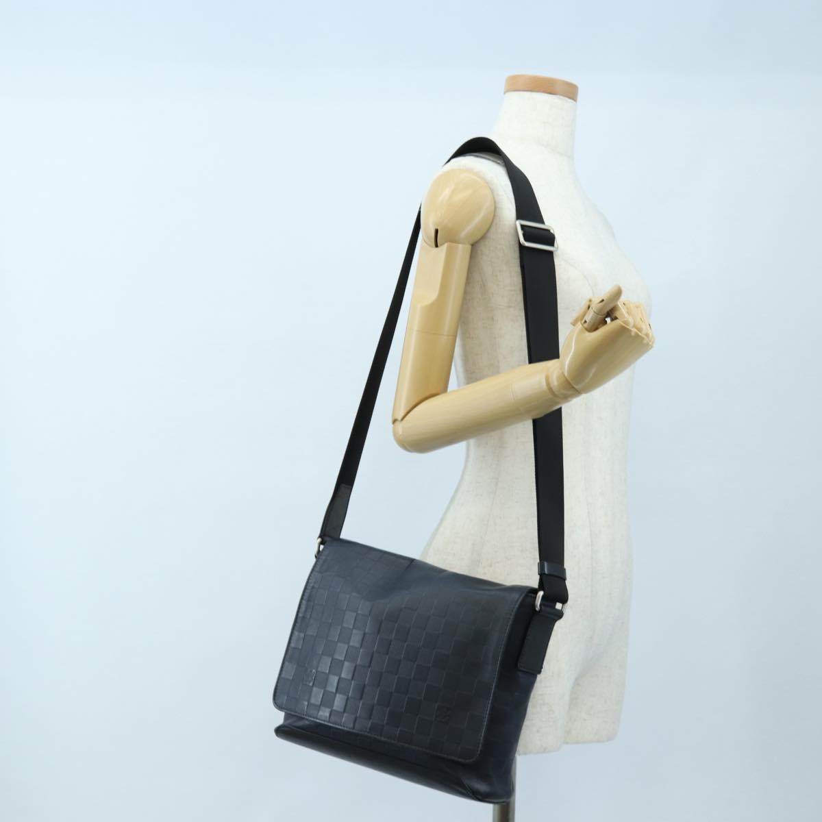 LOUIS VUITTON Damier Infini District PM Shoulder Bag Onyx N41033 Auth bs36184