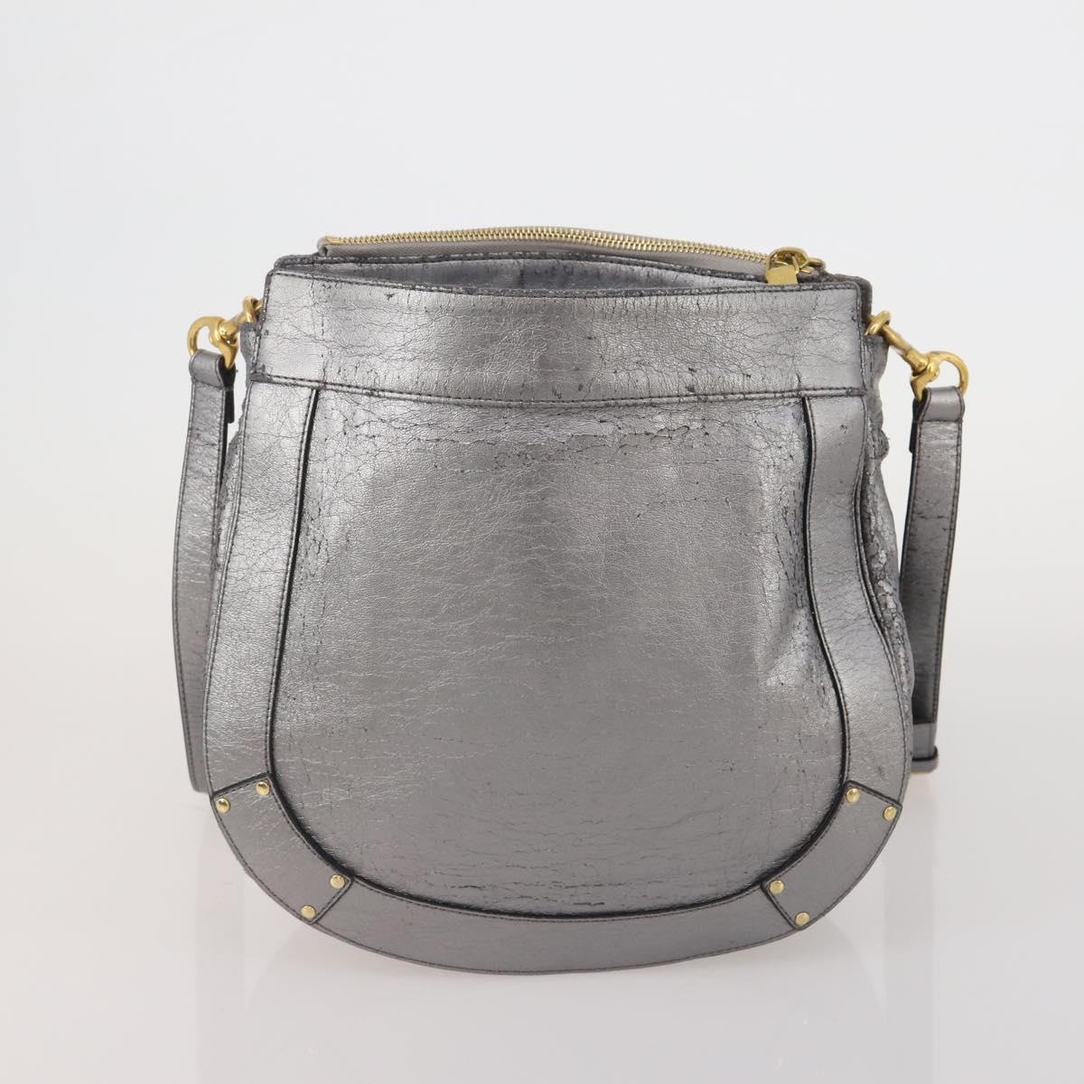 Chloe Hand Bag Leather 2 Set Silver Gray Auth bs36185