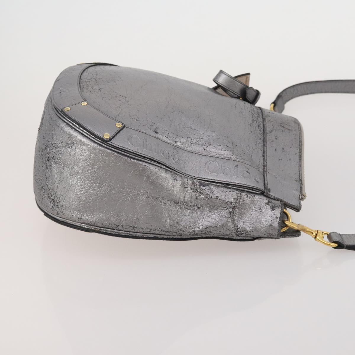 Chloe Hand Bag Leather 2 Set Silver Gray Auth bs36185