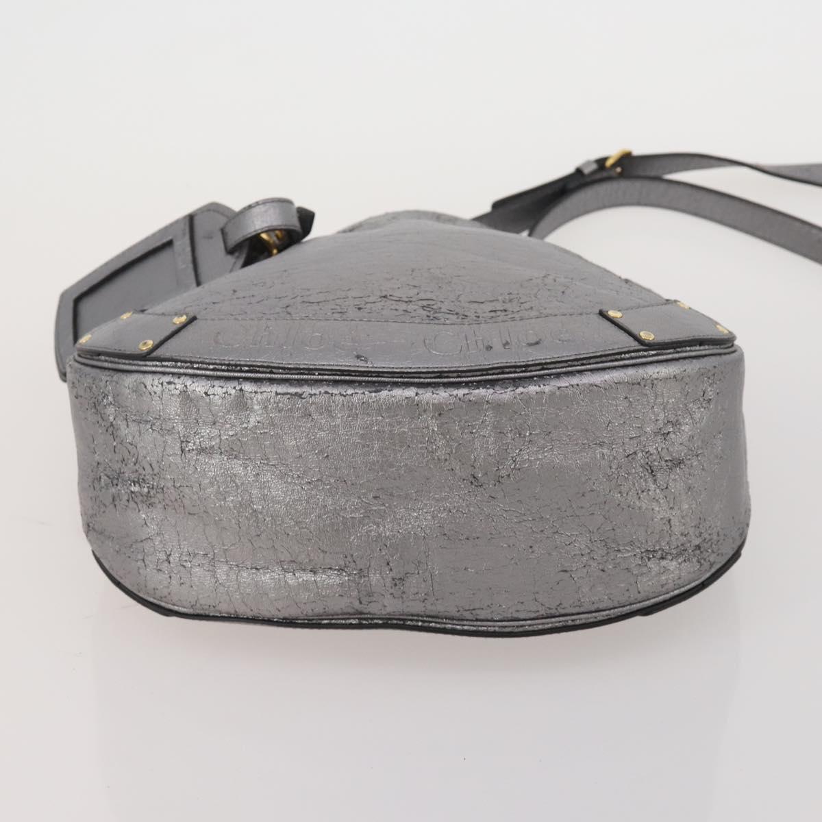 Chloe Hand Bag Leather 2 Set Silver Gray Auth bs36185